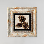 Quadro Decorativo em Pedra Natural com Moldura de Madeira - Impressão UV Multicolor 20x20cm