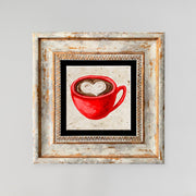 Quadro Decorativo em Pedra Natural com Moldura de Madeira - Impressão UV Multicolor 20x20cm