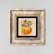 Quadro Decorativo em Pedra Natural com Moldura de Madeira - Impressão UV Multicolor 20x20cm