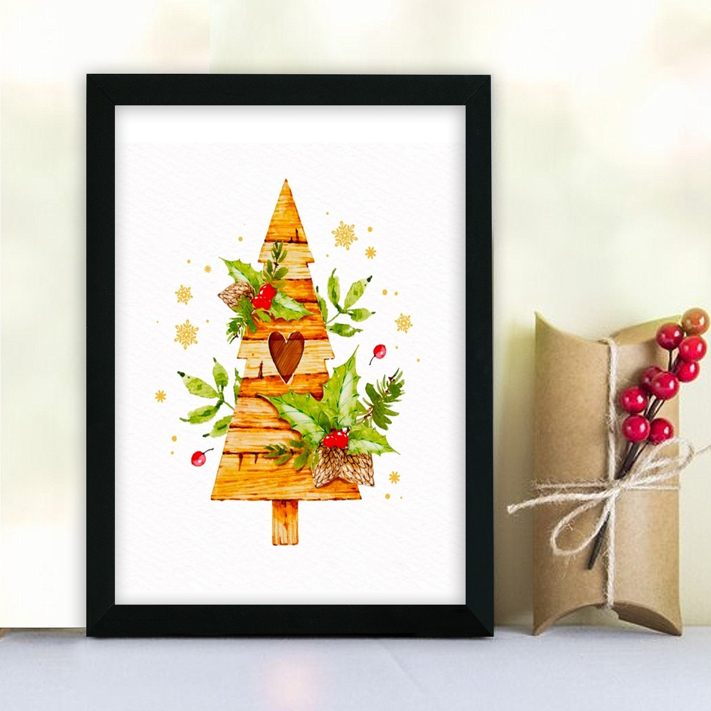 SC035 Quadro Decorativo em MDF com Moldura, Multicolor, 24x29 cm, Impressão UV, Antibacteriano