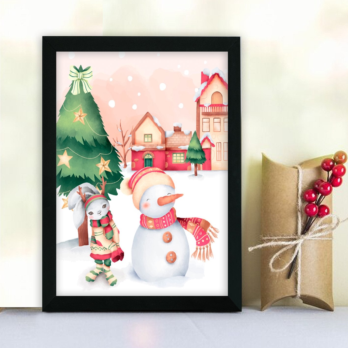 Quadro Decorativo com Moldura em MDF, Multicolor, 24 x 29 cm, Impressão UV, Antibacteriano