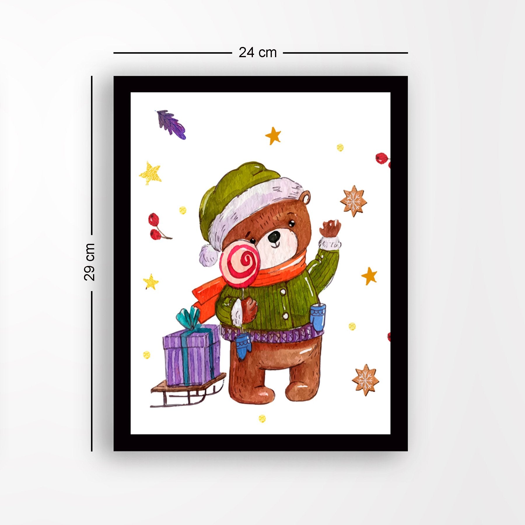 Quadro Decorativo com Moldura em MDF, Multicolor, 24 x 29 cm, Impressão UV, Antibacteriano