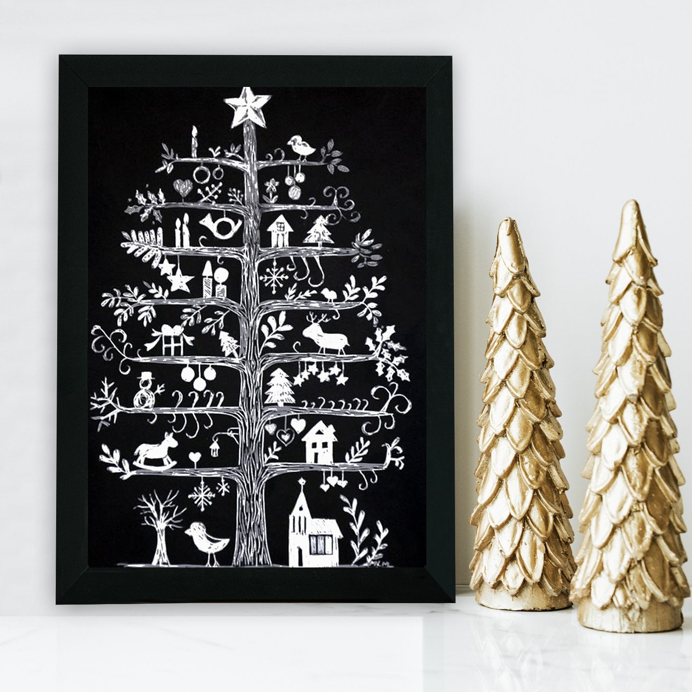 Quadro Decorativo com Moldura em MDF, Multicolor, 24 x 29 cm, Impressão UV, Antibacteriano