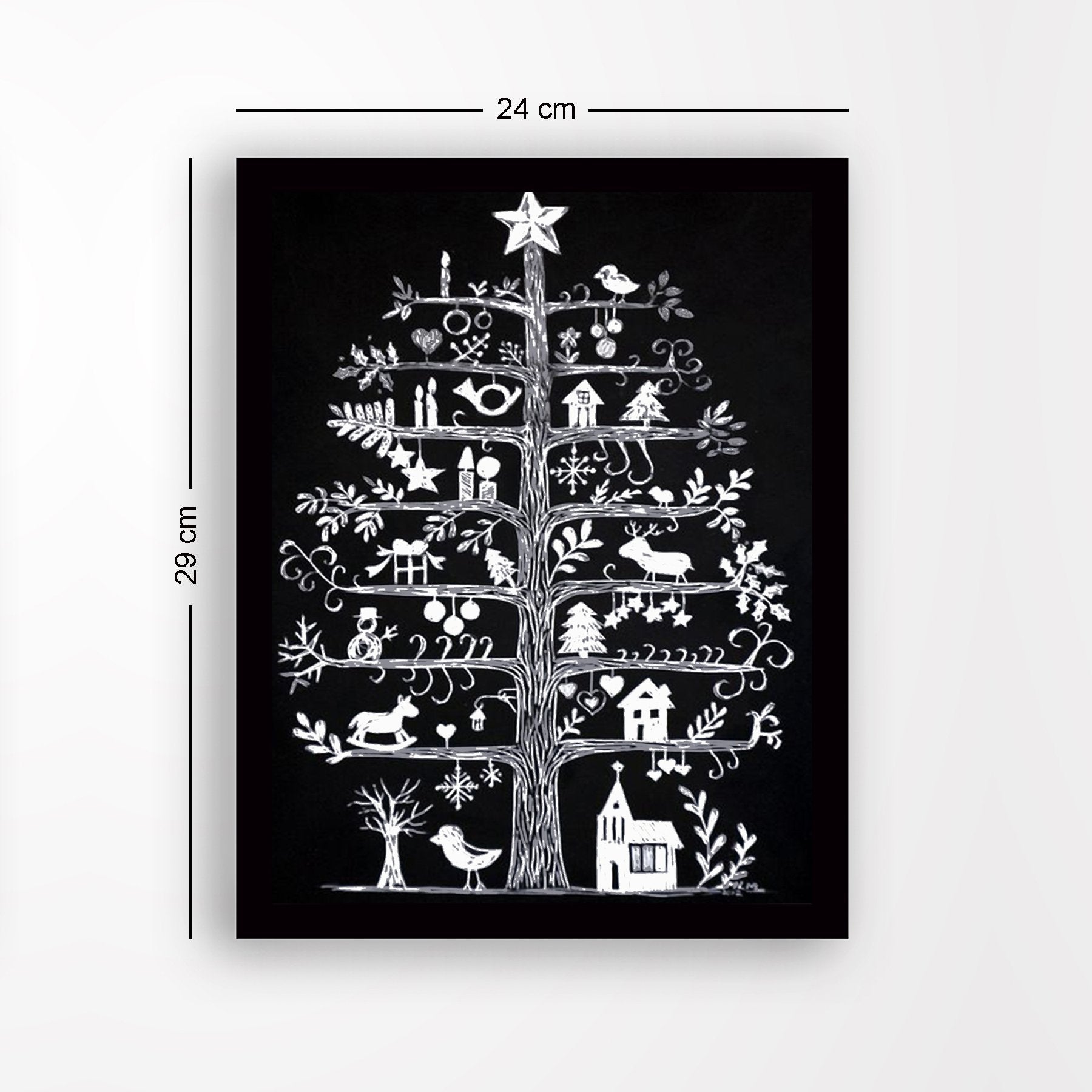 Quadro Decorativo com Moldura em MDF, Multicolor, 24 x 29 cm, Impressão UV, Antibacteriano