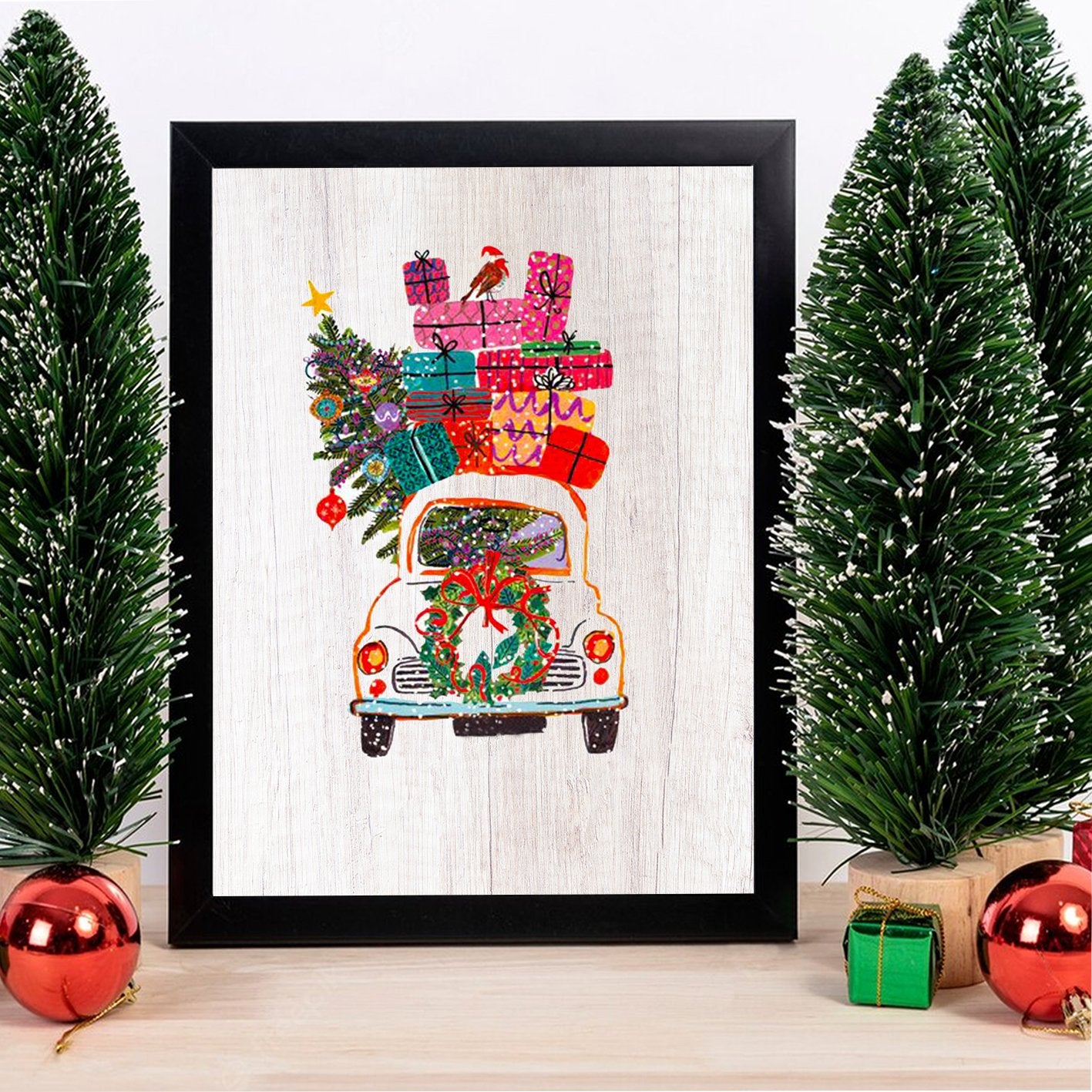 Quadro Decorativo Moldurado em MDF Multicolorido 24x29 cm – Impressão UV, Antibacteriano, Pronto a Pendurar