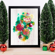 Quadro Decorativo com Moldura em MDF, Multicolor, 24 x 29 cm, Impressão UV, Antibacteriano, Pronto a Pendurar