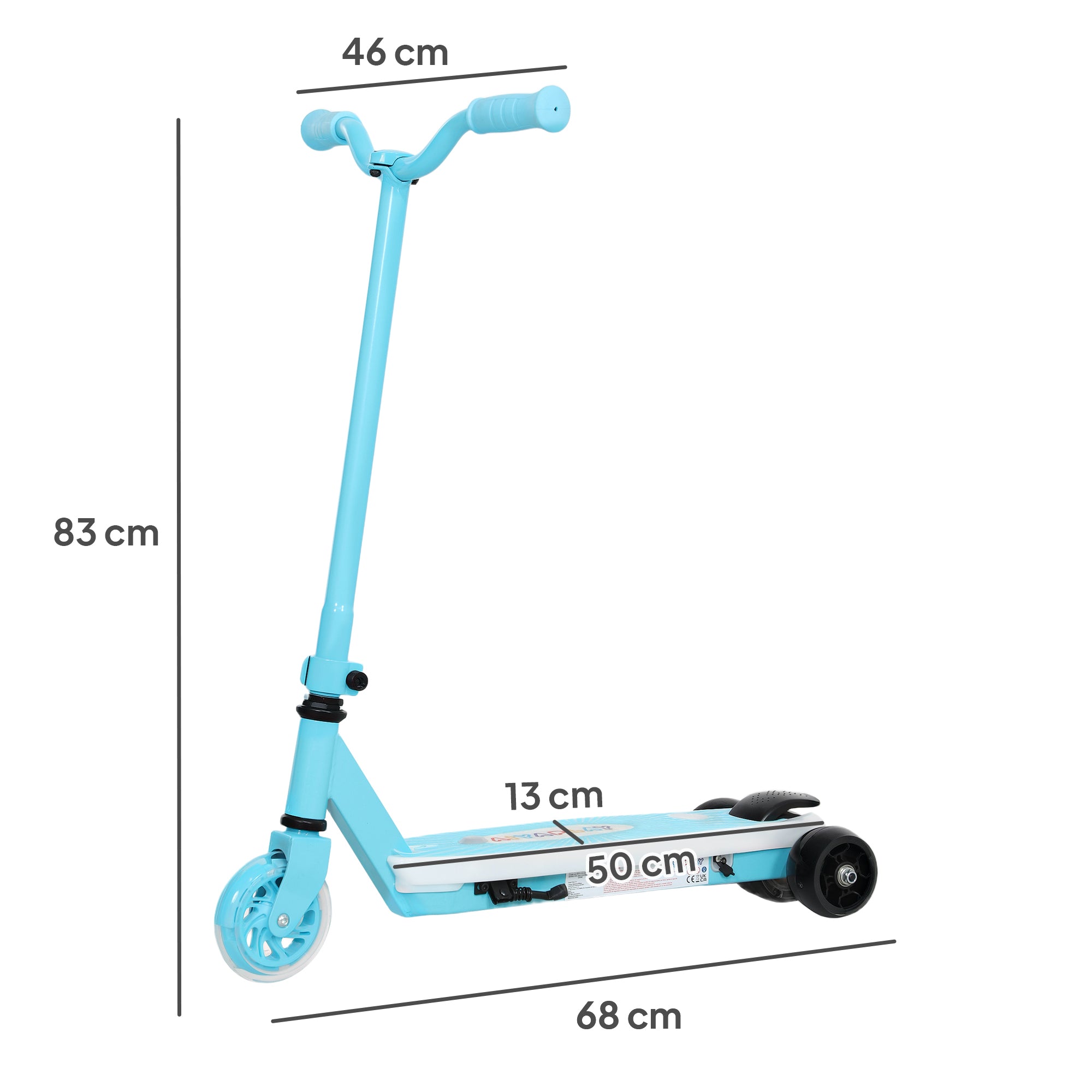 Trotinete Elétrica Infantil Azul 68x46x83 cm para Crianças de 4-7 Anos