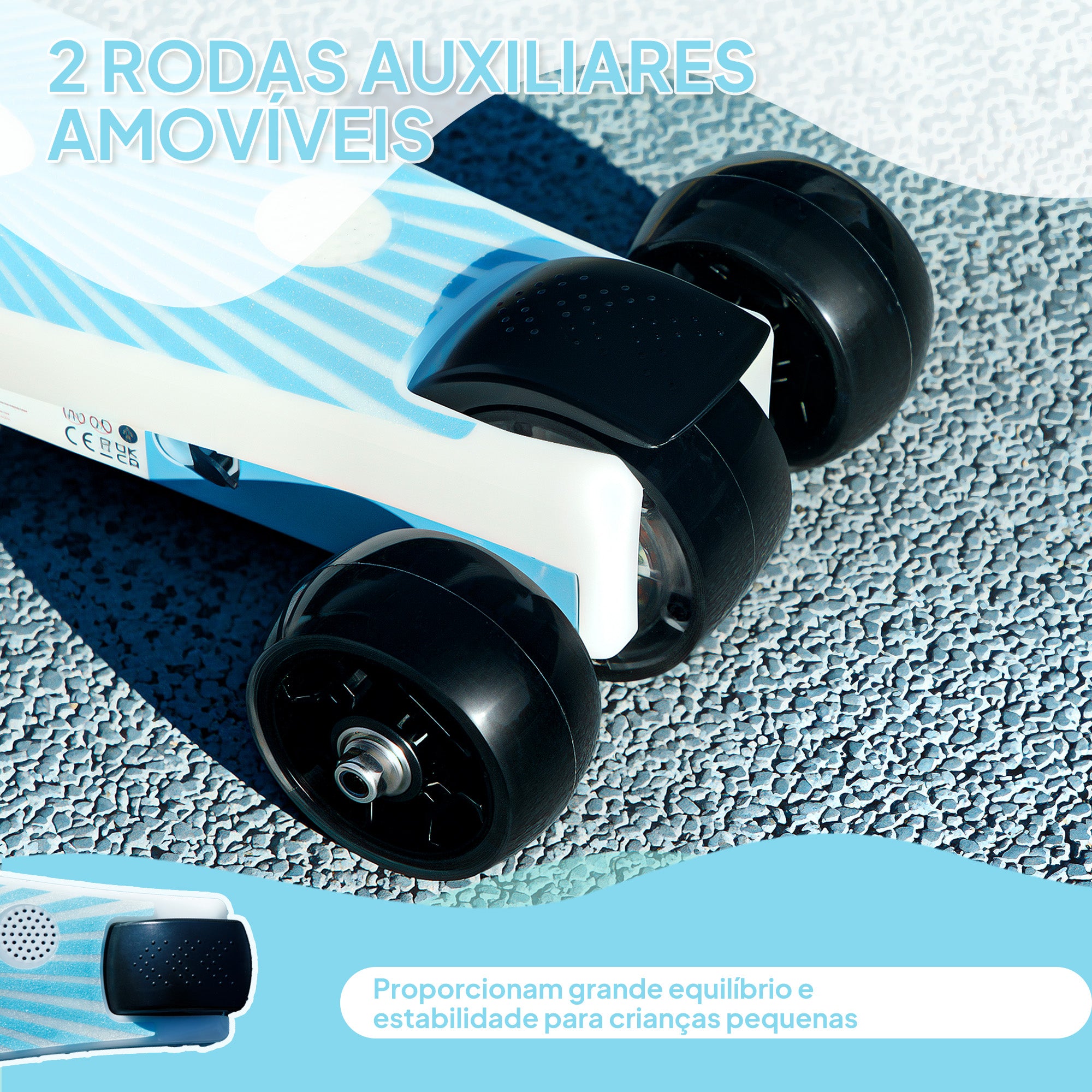 Trotinete Elétrica Infantil Azul 68x46x83 cm para Crianças de 4-7 Anos