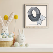 Quadro Decorativo MDF Emoldurado 33x33cm - Moldura Madeira 22mm - Preto, Branco e Cinzento