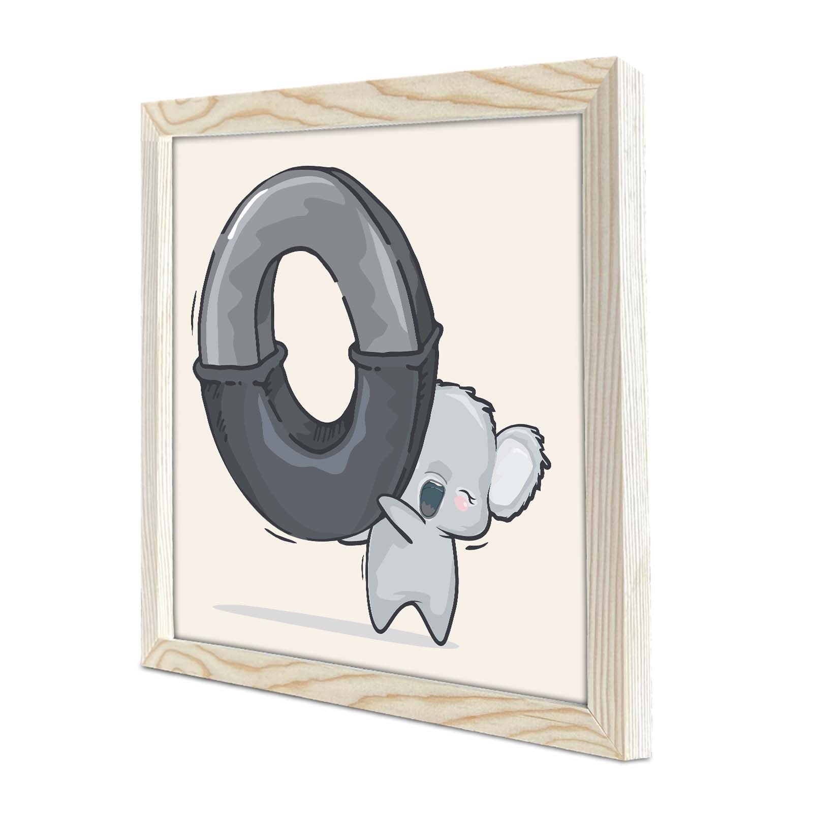 Quadro Decorativo MDF Emoldurado 33x33cm - Moldura Madeira 22mm - Preto, Branco e Cinzento