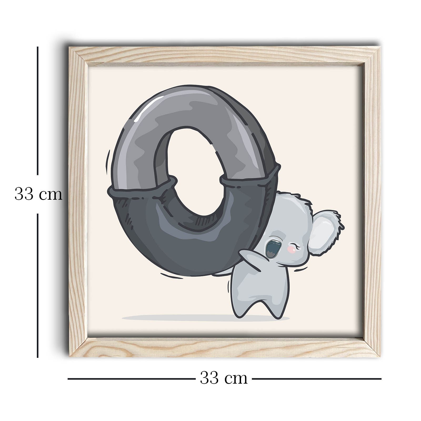 Quadro Decorativo MDF Emoldurado 33x33cm - Moldura Madeira 22mm - Preto, Branco e Cinzento