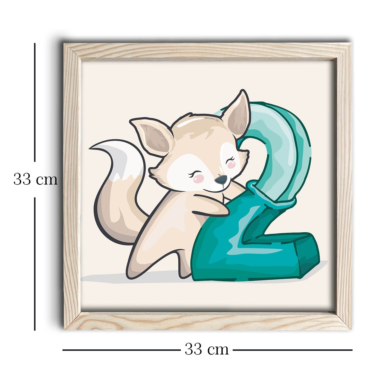 Quadro Decorativo MDF Emoldurado Verde e Branco 33x33cm com Moldura de Madeira