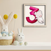 Quadro Decorativo MDF Emoldurado Rosa e Branco 33x33cm - Moldura de Madeira Premium