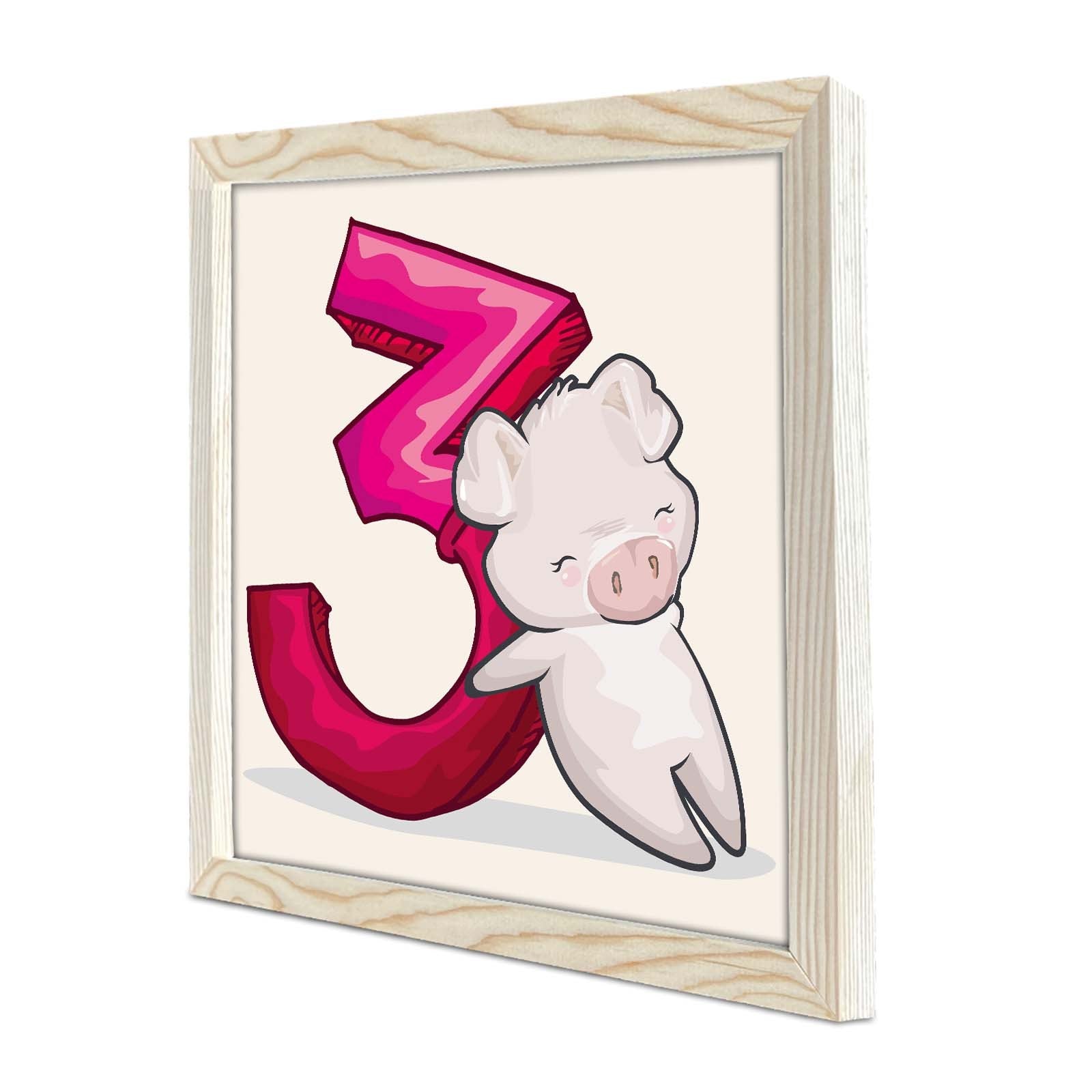 Quadro Decorativo MDF Emoldurado Rosa e Branco 33x33cm - Moldura de Madeira Premium