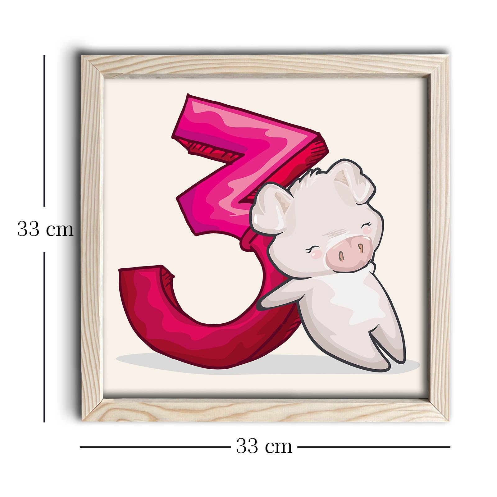 Quadro Decorativo MDF Emoldurado Rosa e Branco 33x33cm - Moldura de Madeira Premium