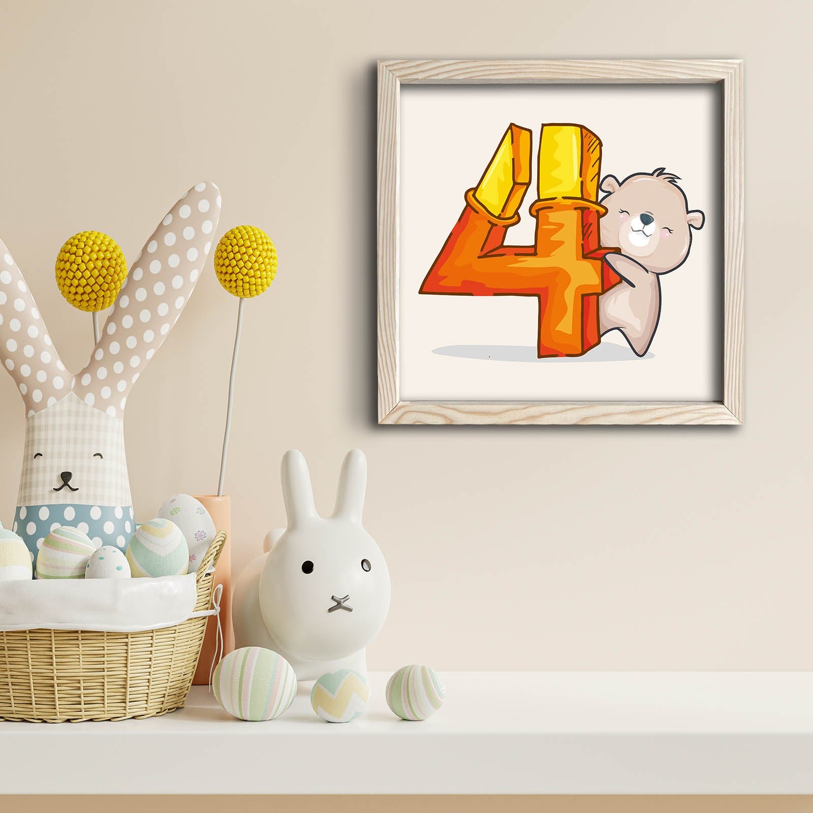 Quadro Decorativo MDF Emoldurado 33x33cm - Cores Vibrantes Amarelo, Laranja e Branco