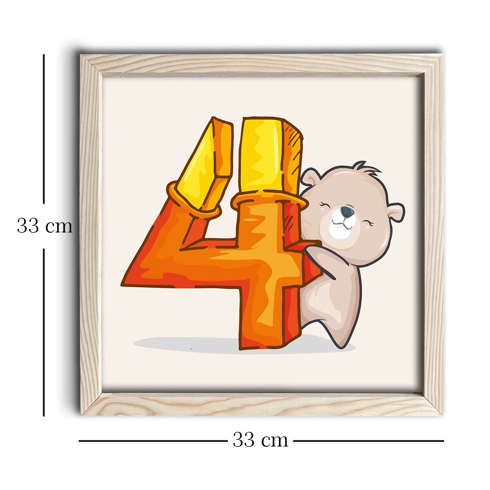 Quadro Decorativo MDF Emoldurado 33x33cm - Cores Vibrantes Amarelo, Laranja e Branco