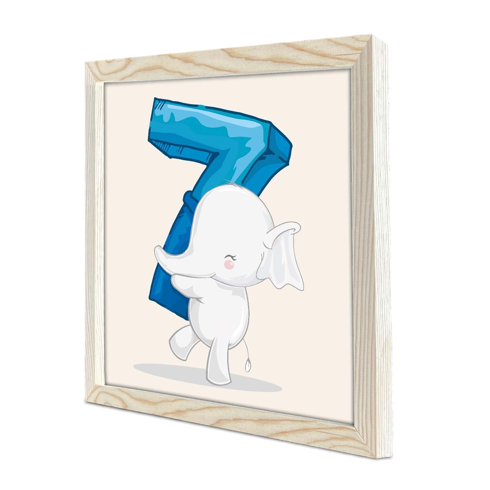 Quadro Decorativo MDF Emoldurado Azul e Branco 33x33cm com Moldura de Madeira