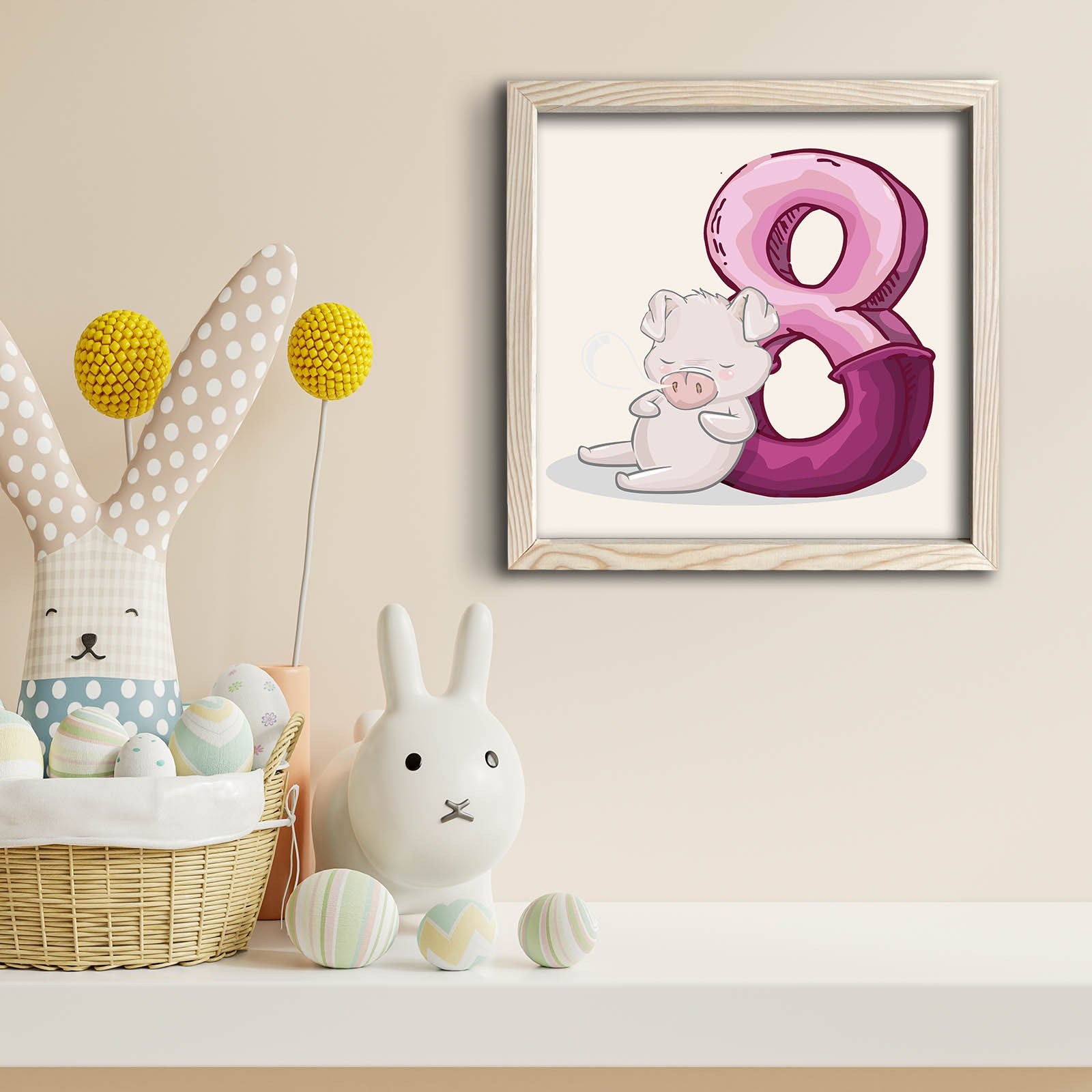 Quadro Decorativo MDF Emoldurado Roxo e Branco 33x33cm - Moldura de Madeira Premium