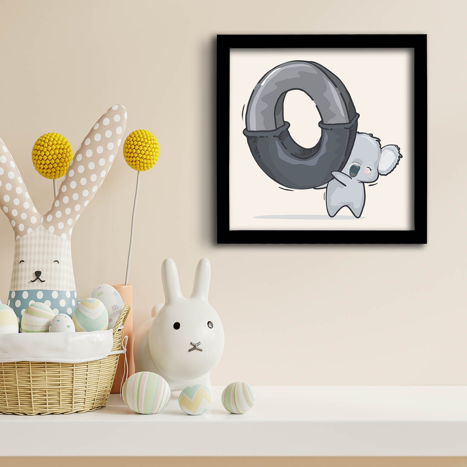 Quadro Decorativo MDF Emoldurado 33x33cm - Moldura PVC Preta/Branca/Cinza - Arte Moderna para Parede