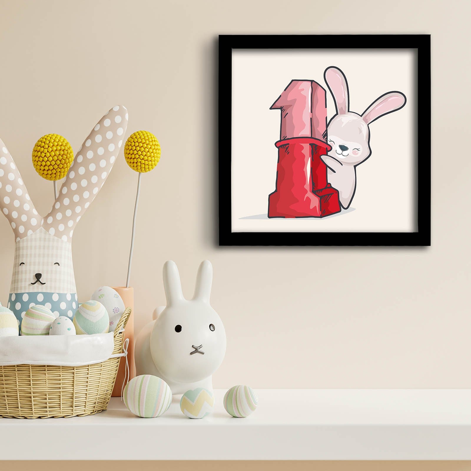 Quadro Decorativo MDF Emoldurado 33x33cm - Cores Vibrantes Vermelho, Rosa e Branco com Moldura PVC