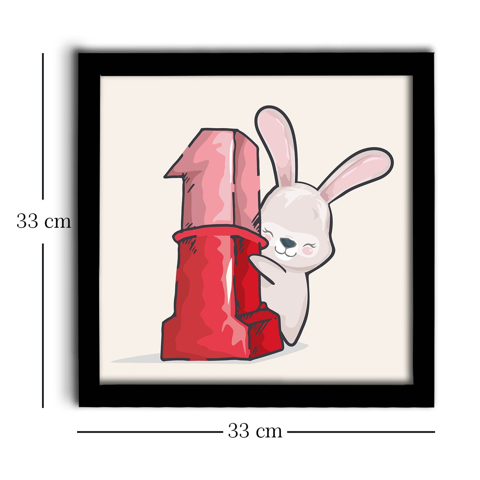 Quadro Decorativo MDF Emoldurado 33x33cm - Cores Vibrantes Vermelho, Rosa e Branco com Moldura PVC