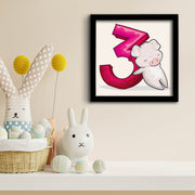 Quadro Decorativo MDF Emoldurado Rosa e Branco 33x33cm - Moldura PVC Premium