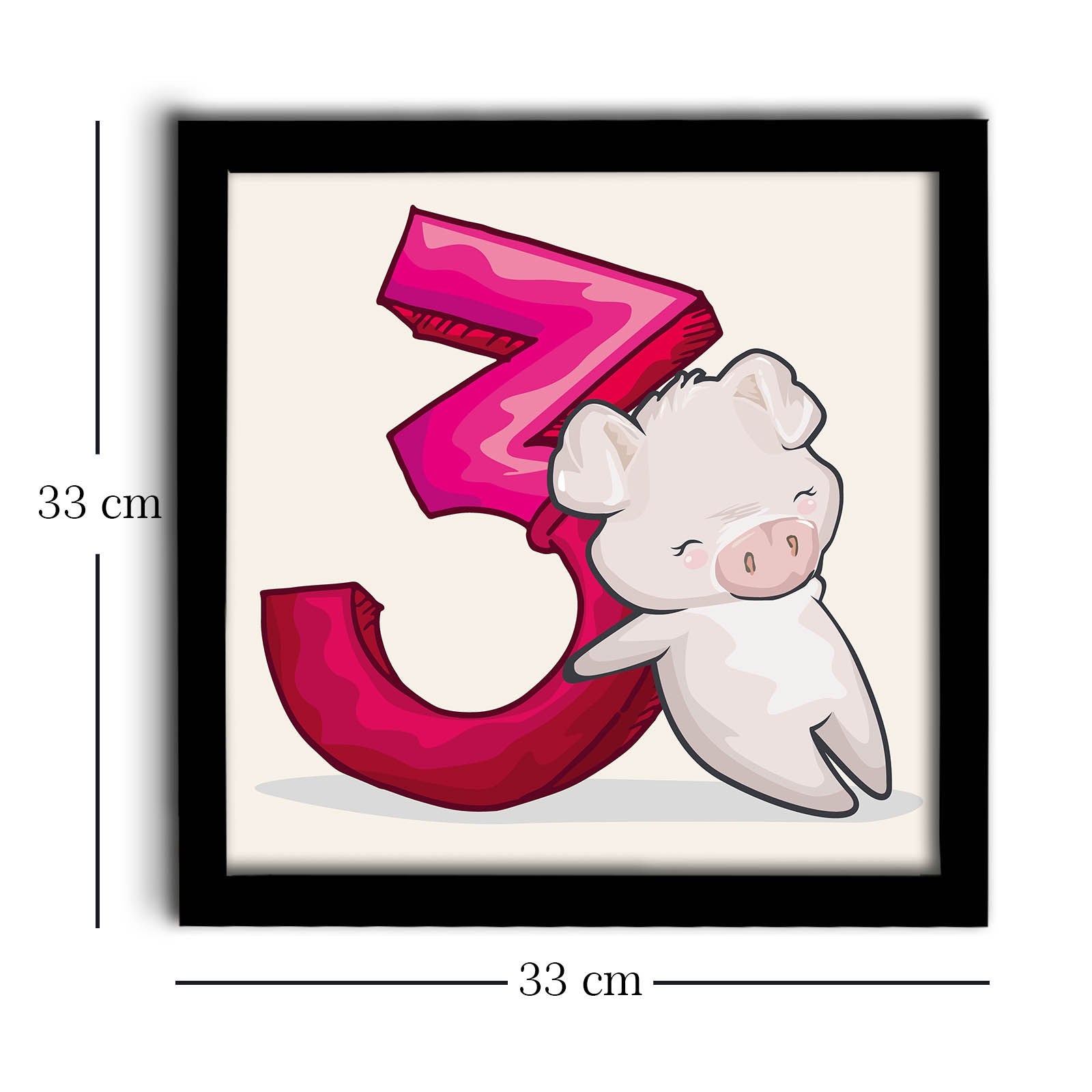 Quadro Decorativo MDF Emoldurado Rosa e Branco 33x33cm - Moldura PVC Premium