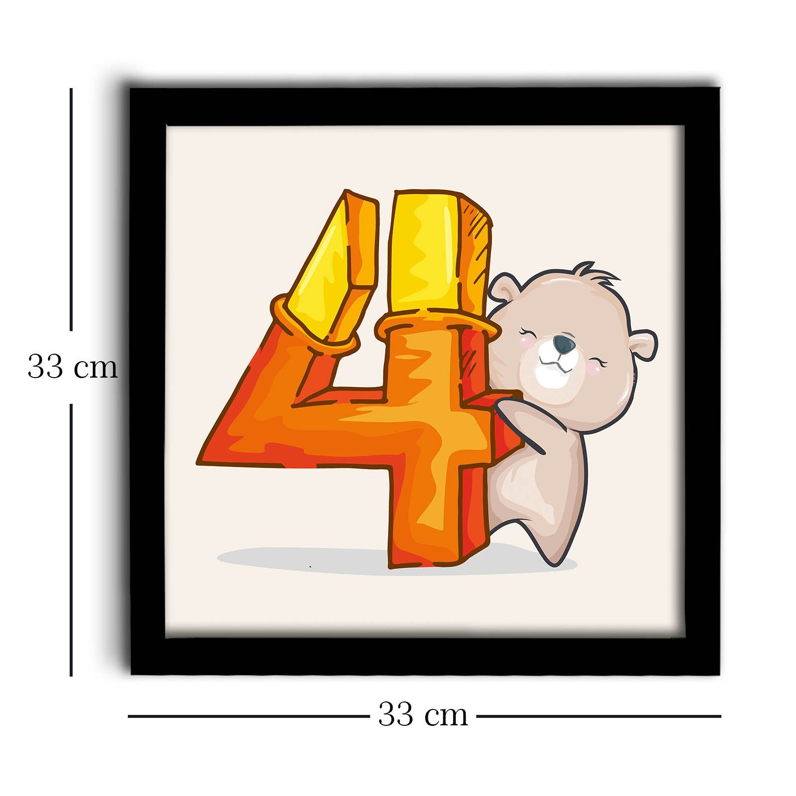 Quadro Decorativo MDF Emoldurado 33x33cm - Cores Vibrantes Amarelo, Laranja e Branco com Moldura PVC