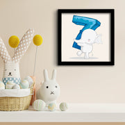 Quadro Decorativo MDF Emoldurado Azul e Branco 33x33cm - Moldura PVC Elegante