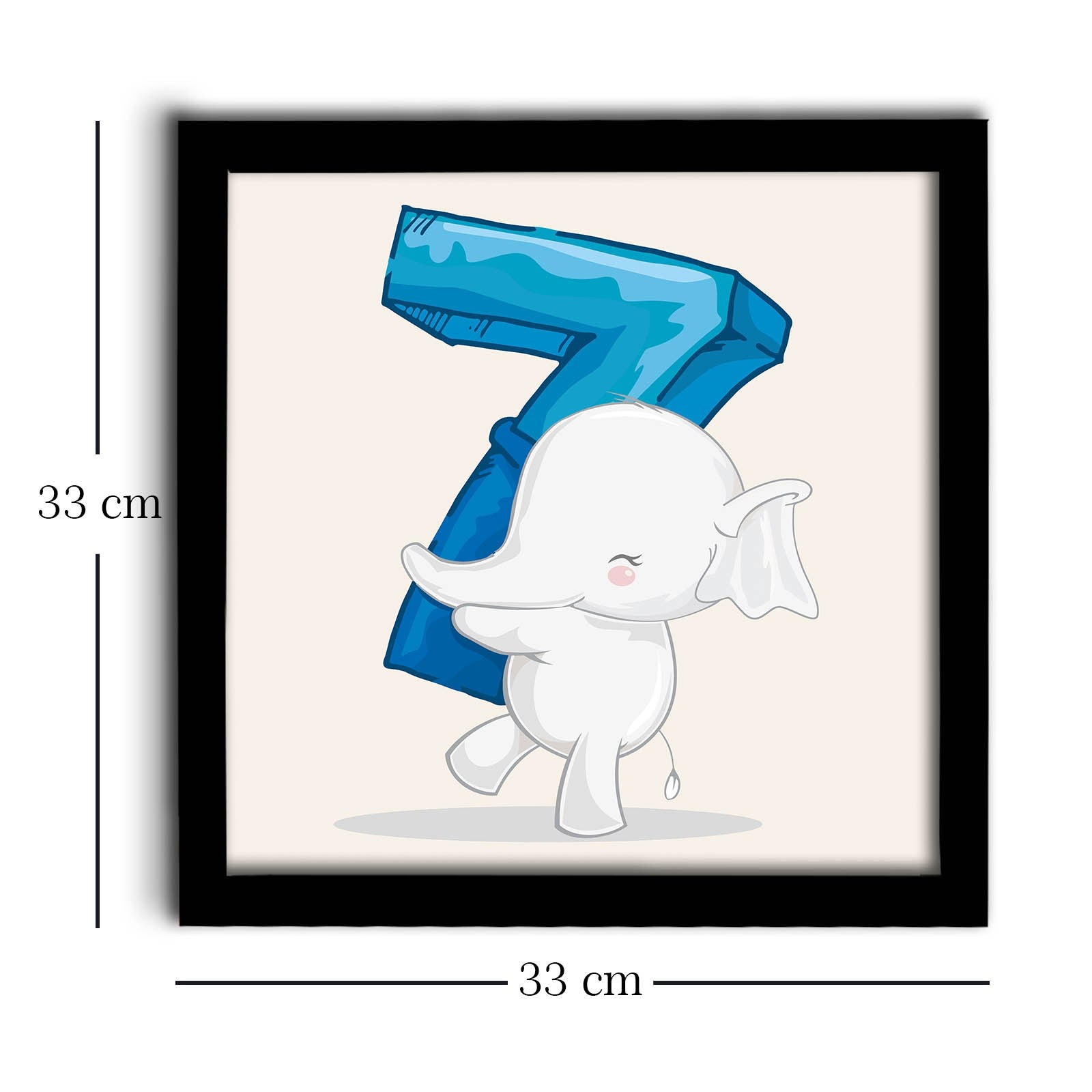 Quadro Decorativo MDF Emoldurado Azul e Branco 33x33cm - Moldura PVC Elegante