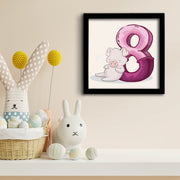 Quadro Decorativo MDF Emoldurado 33x33cm - Roxo e Branco com Moldura PVC