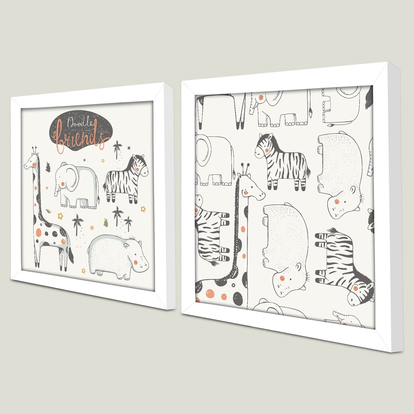 Conjunto de 2 Quadros Decorativos MDF com Moldura - 33x68cm - Preto e Branco