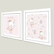 Conjunto de 2 Quadros Decorativos MDF com Moldura - 33x68cm - Branco e Cinza Claro