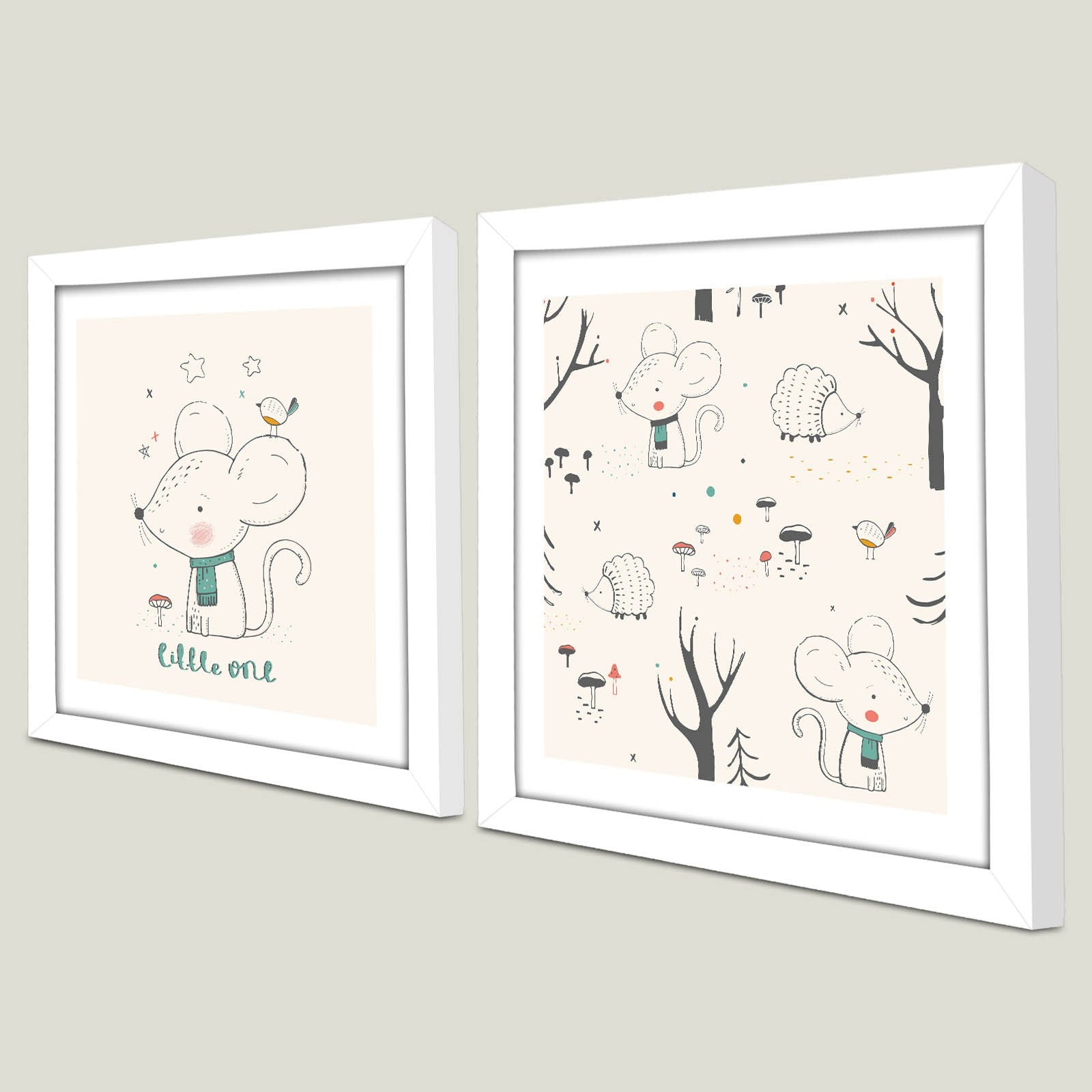 Conjunto de 2 Quadros Decorativos MDF com Moldura - 33x68cm - Preto e Branco