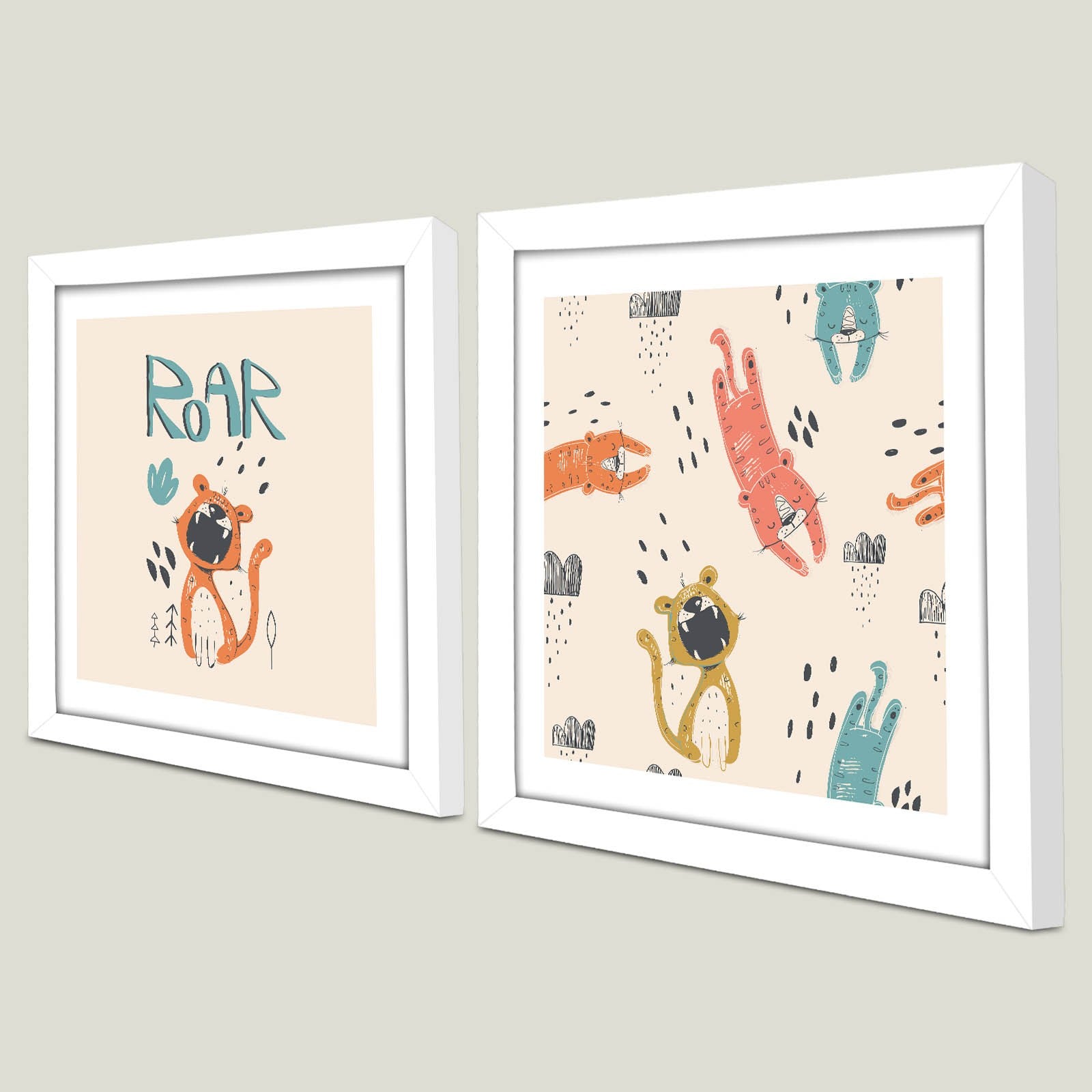 Conjunto de 2 Quadros Decorativos MDF Emoldurados Multicolor 33x68cm