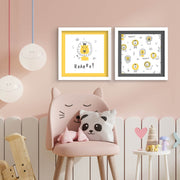 Conjunto de 2 Quadros Decorativos MDF Emoldurados Multicolor 33x68cm