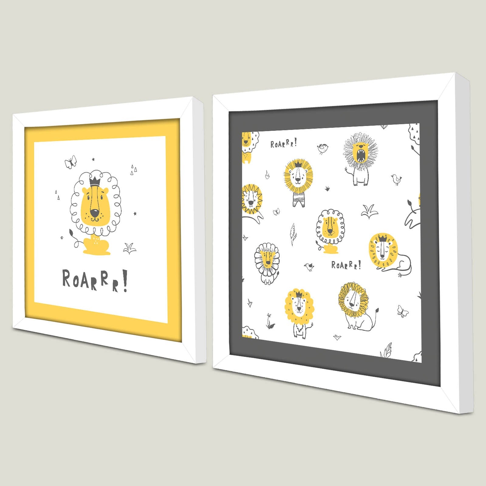 Conjunto de 2 Quadros Decorativos MDF Emoldurados Multicolor 33x68cm