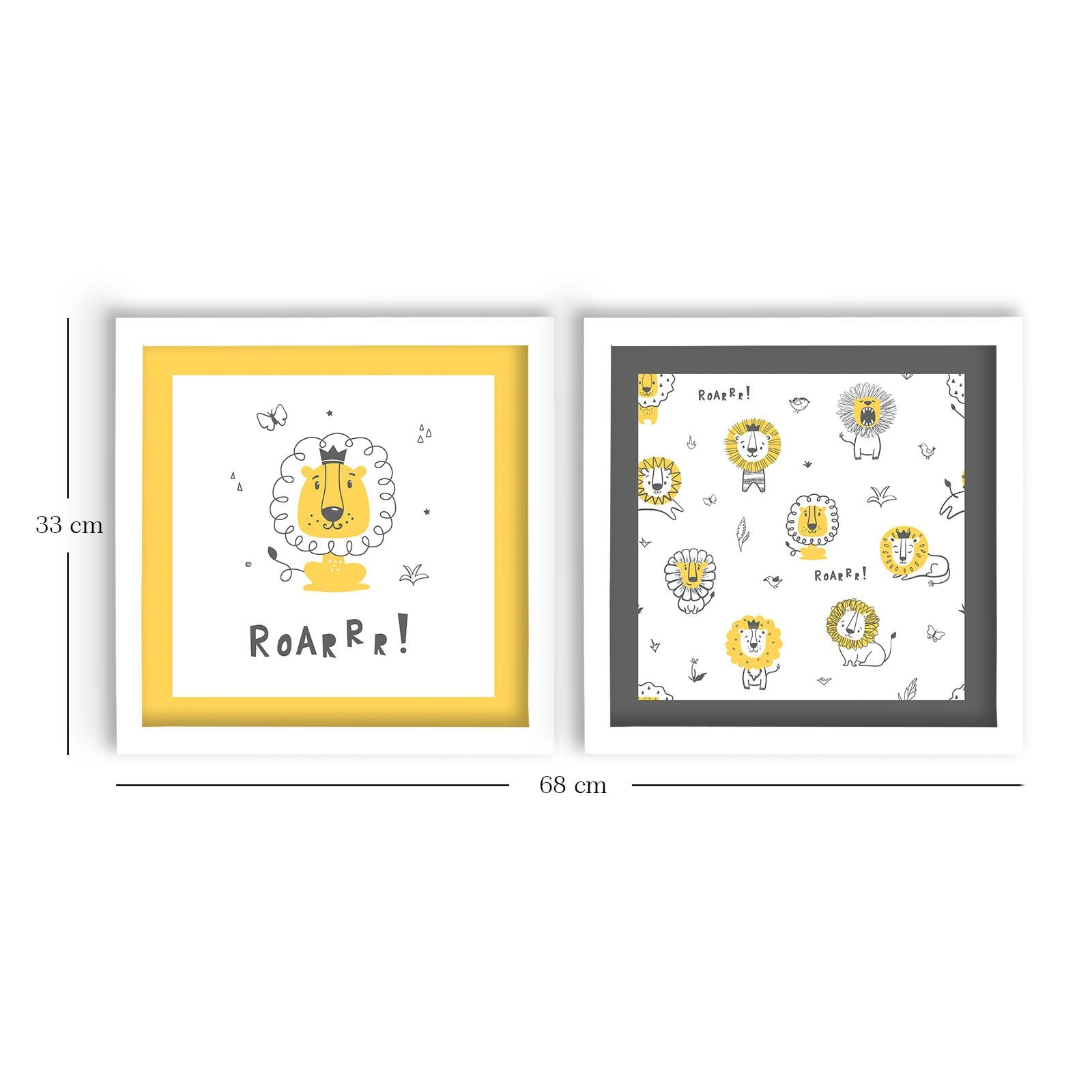 Conjunto de 2 Quadros Decorativos MDF Emoldurados Multicolor 33x68cm