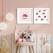 Conjunto de 2 Quadros Decorativos MDF com Moldura - 33x68cm - Disponível em Vermelho, Rosa e Branco