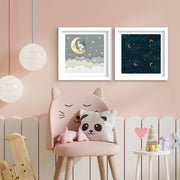 Conjunto de 2 Quadros Decorativos MDF Emoldurados Multicolor 33x68cm