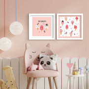 Conjunto de 2 Quadros Decorativos MDF Emoldurados Multicolor 33x68cm