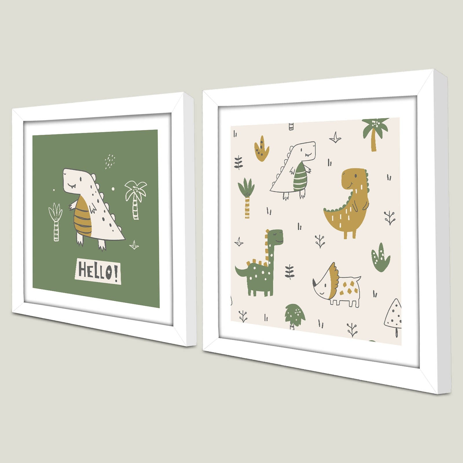 Conjunto de 2 Quadros Decorativos MDF com Moldura - 33x68cm - Amarelo, Branco e Mostarda