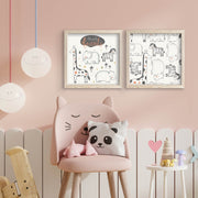 Conjunto de 2 Quadros Decorativos MDF com Moldura de Madeira - 33x68cm - Preto e Branco