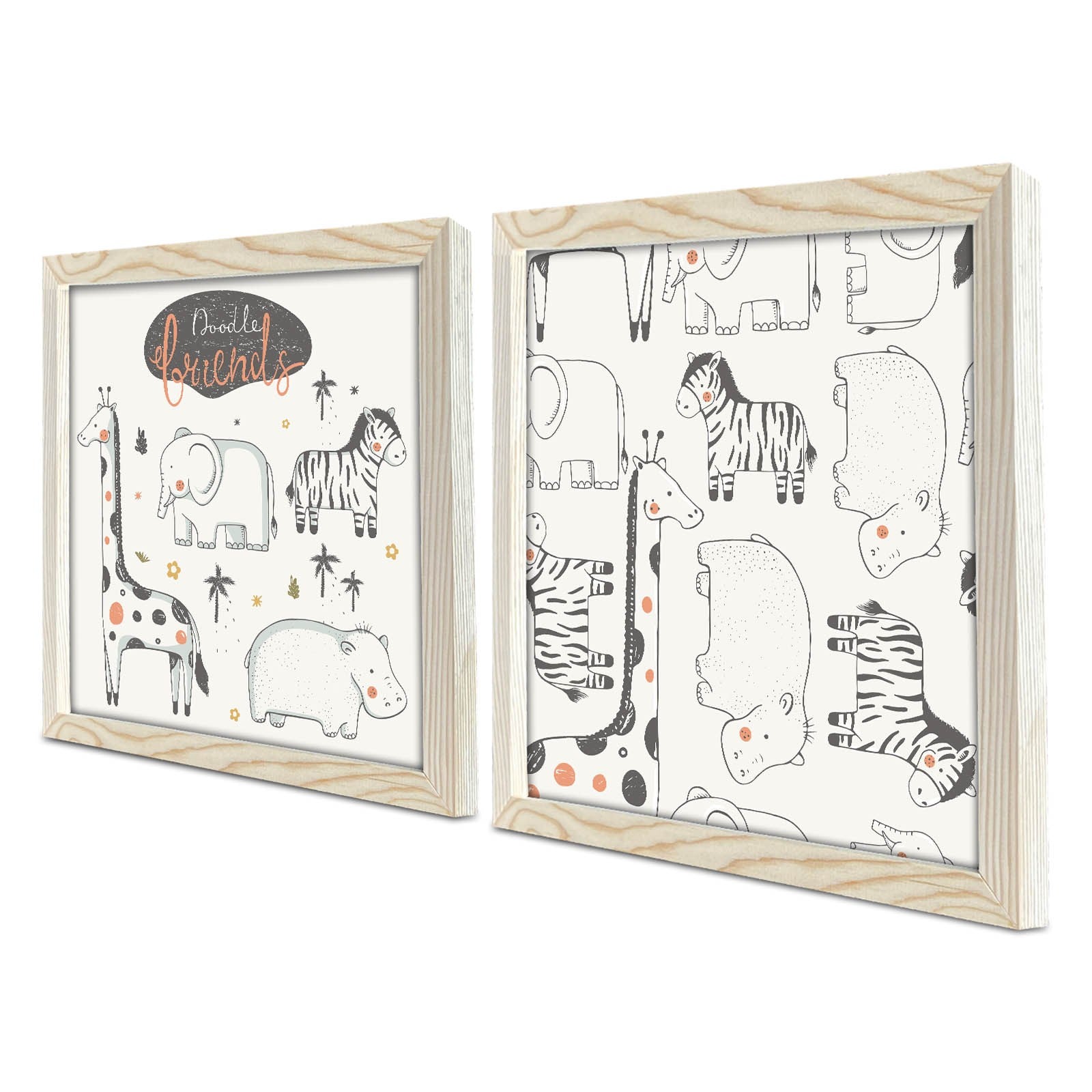 Conjunto de 2 Quadros Decorativos MDF com Moldura de Madeira - 33x68cm - Preto e Branco