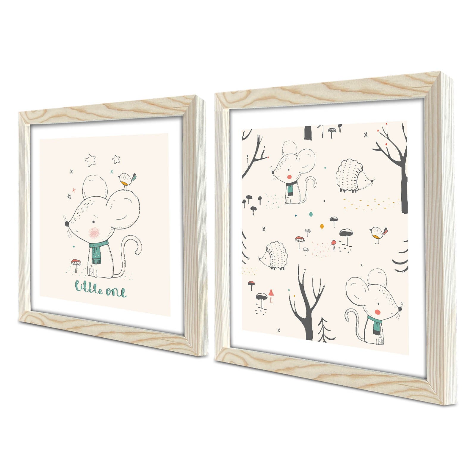 Conjunto de 2 Quadros Decorativos MDF com Moldura de Madeira - 33x68cm - Preto e Branco