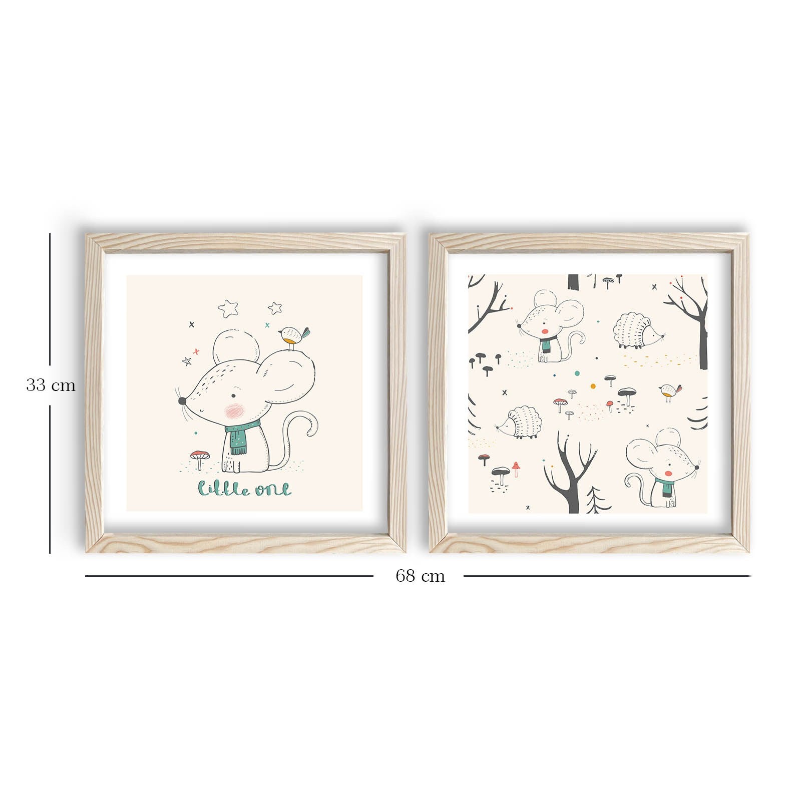 Conjunto de 2 Quadros Decorativos MDF com Moldura de Madeira - 33x68cm - Preto e Branco