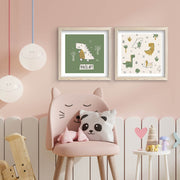 Conjunto de 2 Quadros Decorativos MDF com Moldura - Verde e Branco 33x68cm