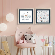 Conjunto de 2 Quadros Decorativos MDF com Moldura de Madeira - Multicolor 33x68cm