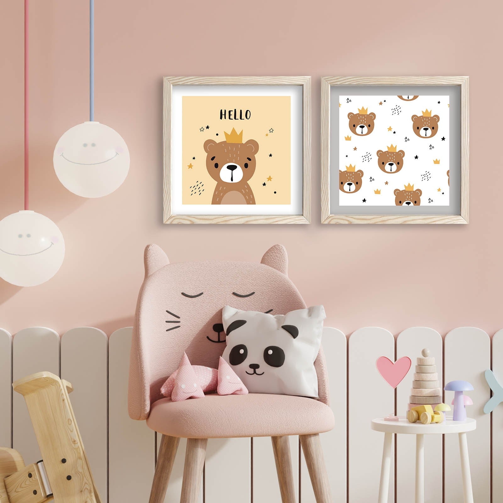 Conjunto de 2 Quadros Decorativos MDF com Moldura de Madeira - 33x68cm - Disponível em Branco, Castanho e Amarelo